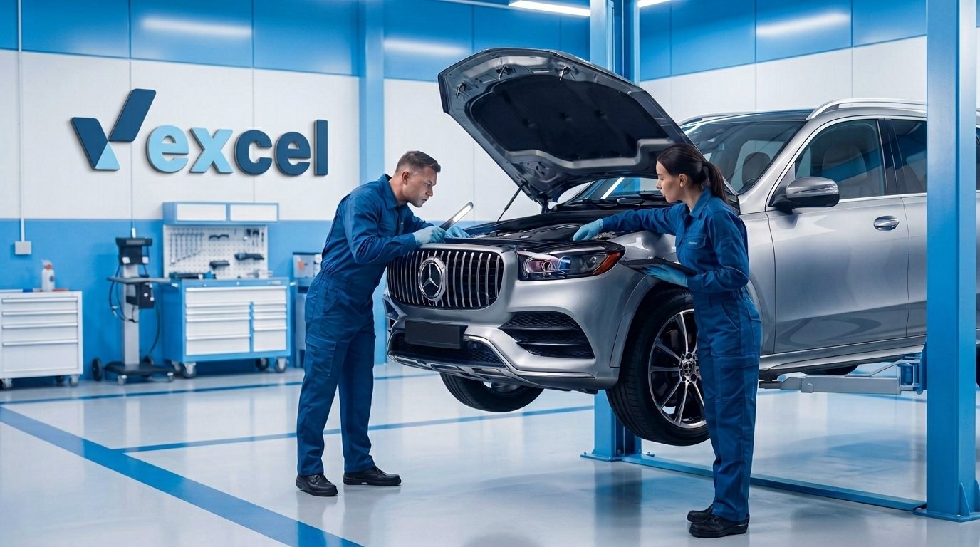 Tecnici Vexcel ispezionano un'auto sul ponte